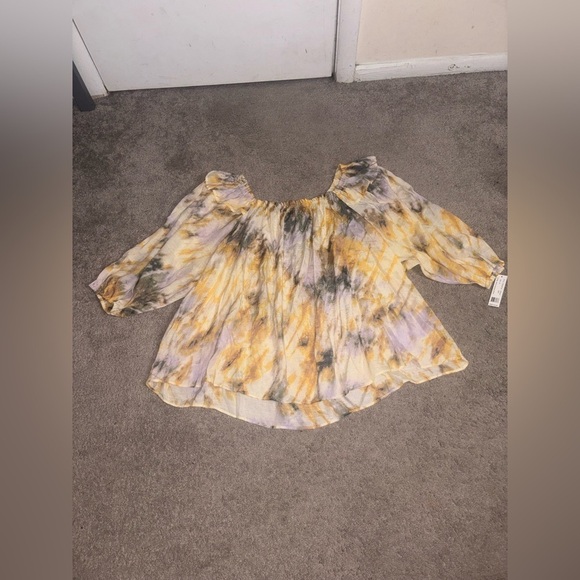 Zac & Rachel Tops - Zac & Rachel Womens Blouse Tie Dye Off Shoulder Boho 3/4 Balloon
Sleeve Large